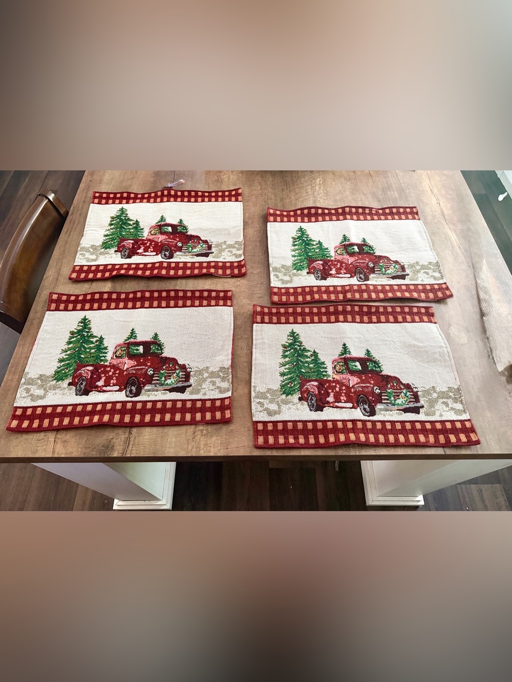 Vintage Red Truck Holiday Placemat Set - 4pc